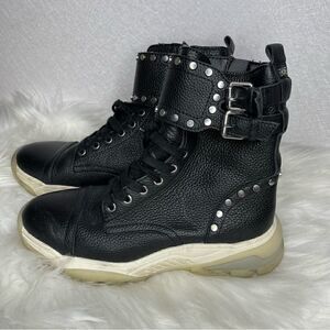 𝅺sam Edelman Pebble Leather Resnie High Top Combat Boots 7